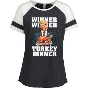 Humor Funny Trump Winner Winner Turkey Dinner Thanksgiving Enza Ladies Jersey Colorblock Tee