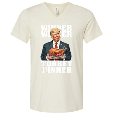 Humor Funny Trump Winner Winner Turkey Dinner Thanksgiving V-Neck T-Shirt