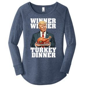 Humor Funny Trump Winner Winner Turkey Dinner Thanksgiving Women's Perfect Tri Tunic Long Sleeve Shirt