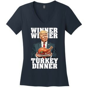 Humor Funny Trump Winner Winner Turkey Dinner Thanksgiving Women's V-Neck T-Shirt