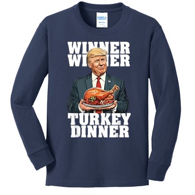 Humor Funny Trump Winner Winner Turkey Dinner Thanksgiving Kids Long Sleeve Shirt