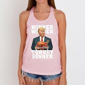 Humor Funny Trump Winner Winner Turkey Dinner Thanksgiving Women's Knotted Racerback Tank