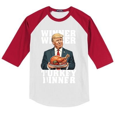 Humor Funny Trump Winner Winner Turkey Dinner Thanksgiving Kids Colorblock Raglan Jersey