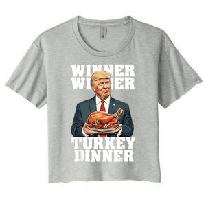 Humor Funny Trump Winner Winner Turkey Dinner Thanksgiving Women's Crop Top Tee