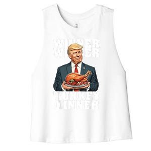 Humor Funny Trump Winner Winner Turkey Dinner Thanksgiving Women's Racerback Cropped Tank