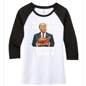 Humor Funny Trump Winner Winner Turkey Dinner Thanksgiving Women's Tri-Blend 3/4-Sleeve Raglan Shirt