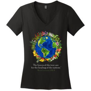 Healing For The Nations Revelations 222 Women's V-Neck T-Shirt