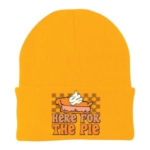 Here For The Pie Fall Vibes Autumn Season Thanksgiving Pumpkin Spice Funny Knit Cap Winter Beanie