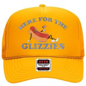 Here For The Glizzies 4th Of July 2024 High Crown Mesh Back Trucker Hat