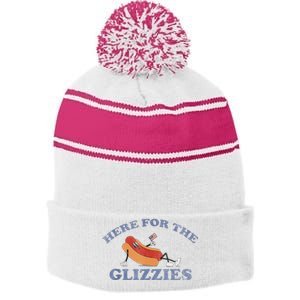 Here For The Glizzies 4th Of July 2024 Stripe Pom Pom Beanie