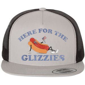 Here For The Glizzies 4th Of July 2024 Flat Bill Trucker Hat