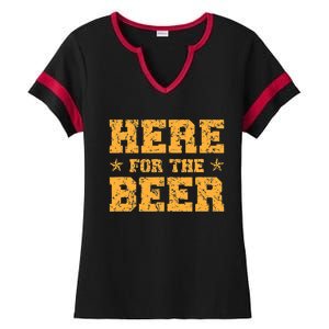 Here For The Beer Funny Party Outfit Costume Idea Ladies Halftime Notch Neck Tee