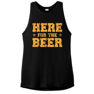 Here For The Beer Funny Party Outfit Costume Idea Ladies PosiCharge Tri-Blend Wicking Tank