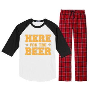 Here For The Beer Funny Party Outfit Costume Idea Raglan Sleeve Pajama Set