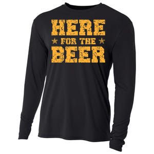 Here For The Beer Funny Party Outfit Costume Idea Cooling Performance Long Sleeve Crew