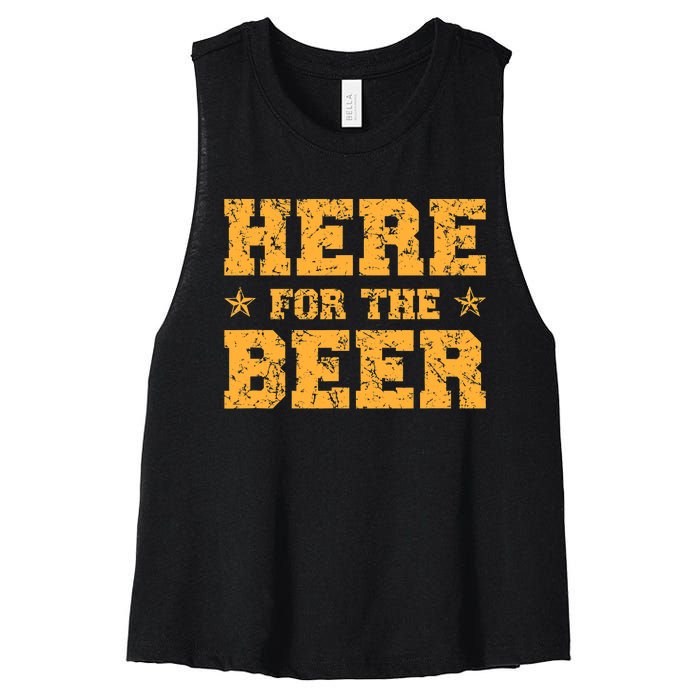 Here For The Beer Funny Party Outfit Costume Idea Women's Racerback Cropped Tank