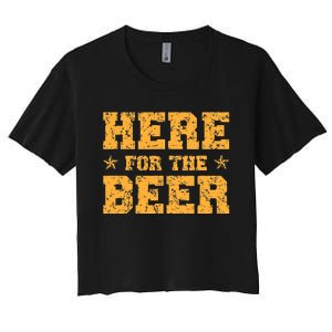 Here For The Beer Funny Party Outfit Costume Idea Women's Crop Top Tee