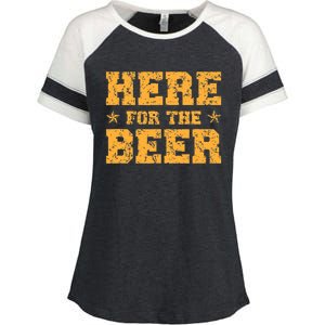 Here For The Beer Funny Party Outfit Costume Idea Enza Ladies Jersey Colorblock Tee