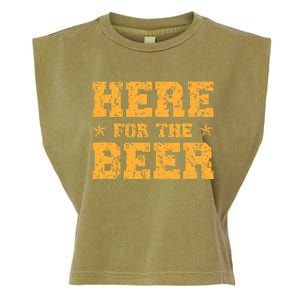 Here For The Beer Funny Party Outfit Costume Idea Garment-Dyed Women's Muscle Tee