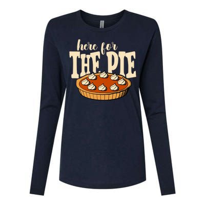 Here For The Pie Thanksgiving Holiday Womens Cotton Relaxed Long Sleeve T-Shirt