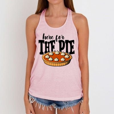 Here For The Pie Thanksgiving Holiday Women's Knotted Racerback Tank