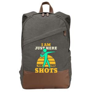 Here For The Shots Sport Shot Putter Cotton Canvas Backpack