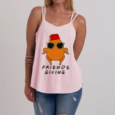 Happy Friendsgiving Turkey Thanksgiving For Friends Funny Women's Strappy Tank