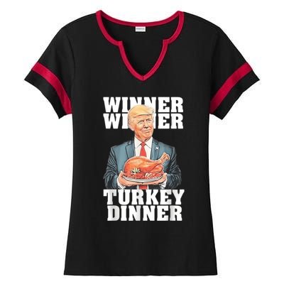 Humor Funny Trump Winner Winner Turkey Dinner Thanksgiving Ladies Halftime Notch Neck Tee