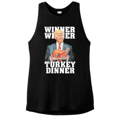 Humor Funny Trump Winner Winner Turkey Dinner Thanksgiving Ladies PosiCharge Tri-Blend Wicking Tank