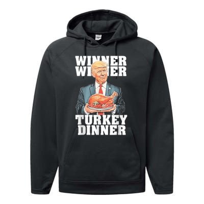 Humor Funny Trump Winner Winner Turkey Dinner Thanksgiving Performance Fleece Hoodie