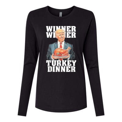 Humor Funny Trump Winner Winner Turkey Dinner Thanksgiving Womens Cotton Relaxed Long Sleeve T-Shirt