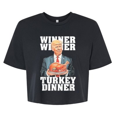 Humor Funny Trump Winner Winner Turkey Dinner Thanksgiving Bella+Canvas Jersey Crop Tee