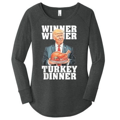 Humor Funny Trump Winner Winner Turkey Dinner Thanksgiving Women's Perfect Tri Tunic Long Sleeve Shirt