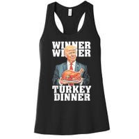 Humor Funny Trump Winner Winner Turkey Dinner Thanksgiving Women's Racerback Tank