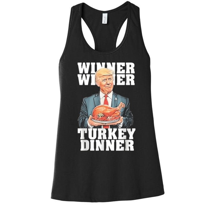 Humor Funny Trump Winner Winner Turkey Dinner Thanksgiving Women's Racerback Tank