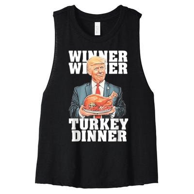 Humor Funny Trump Winner Winner Turkey Dinner Thanksgiving Women's Racerback Cropped Tank