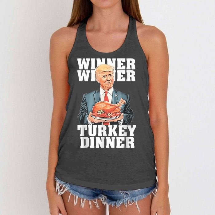 Humor Funny Trump Winner Winner Turkey Dinner Thanksgiving Women's Knotted Racerback Tank