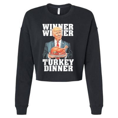 Humor Funny Trump Winner Winner Turkey Dinner Thanksgiving Cropped Pullover Crew