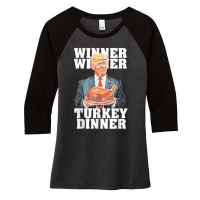 Humor Funny Trump Winner Winner Turkey Dinner Thanksgiving Women's Tri-Blend 3/4-Sleeve Raglan Shirt