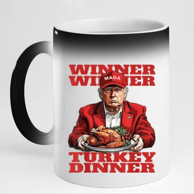 Humor Funny Trump Winner Winner Turkey Dinner Thanksgiving 11oz Black Color Changing Mug