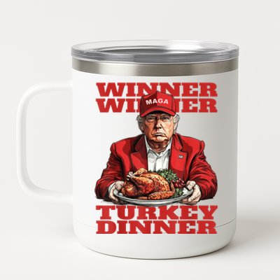 Humor Funny Trump Winner Winner Turkey Dinner Thanksgiving 12 oz Stainless Steel Tumbler Cup