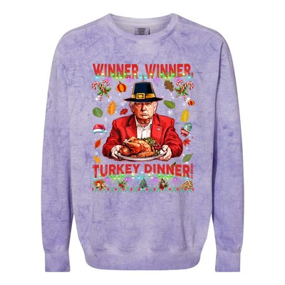 Humor Funny Trump Winner Winner Turkey Dinner Thanksgiving Colorblast Crewneck Sweatshirt