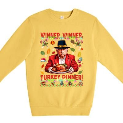 Humor Funny Trump Winner Winner Turkey Dinner Thanksgiving Premium Crewneck Sweatshirt