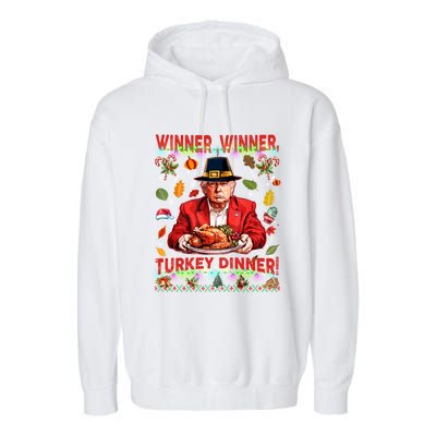 Humor Funny Trump Winner Winner Turkey Dinner Thanksgiving Garment-Dyed Fleece Hoodie