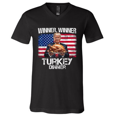 Humor Funny Trump Winner Winner Turkey Dinner Thanksgiving V-Neck T-Shirt