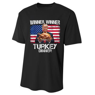 Humor Funny Trump Winner Winner Turkey Dinner Thanksgiving Performance Sprint T-Shirt