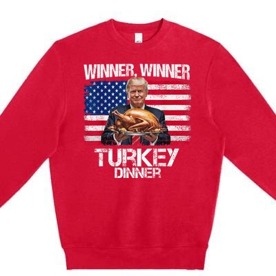 Humor Funny Trump Winner Winner Turkey Dinner Thanksgiving Premium Crewneck Sweatshirt