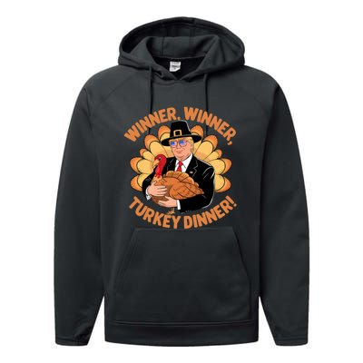 Humor Funny Trump Winner Winner Turkey Dinner Thanksgiving Performance Fleece Hoodie