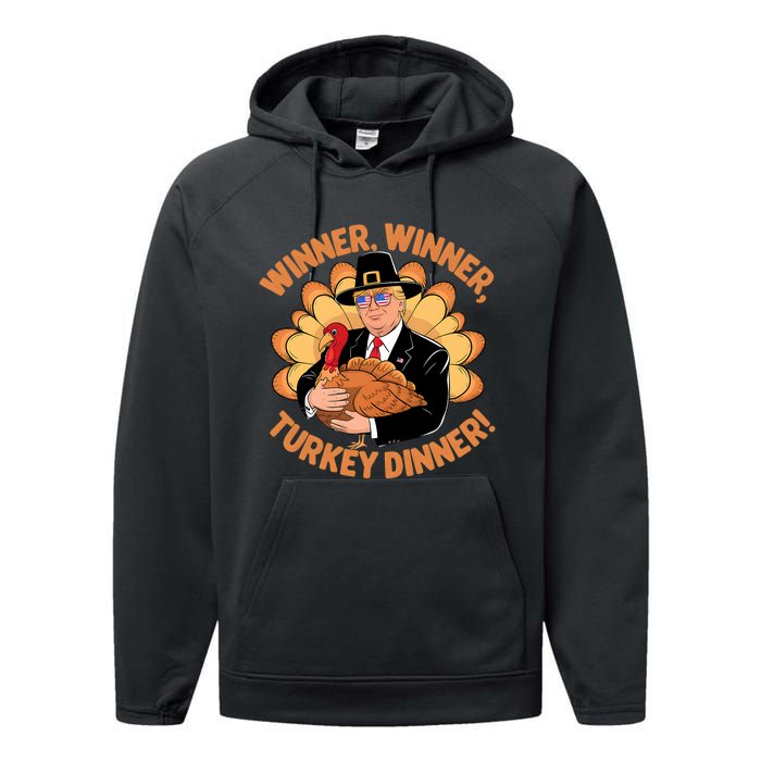 Humor Funny Trump Winner Winner Turkey Dinner Thanksgiving Performance Fleece Hoodie