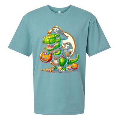 Halloween Funny T Rex Dinosaur Pirate Boy Trick Treat Sueded Cloud Jersey T-Shirt